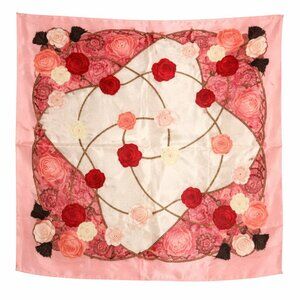 Red Rose Floral Satin Square Scarf 20x20 Hair Neck Head Wrap